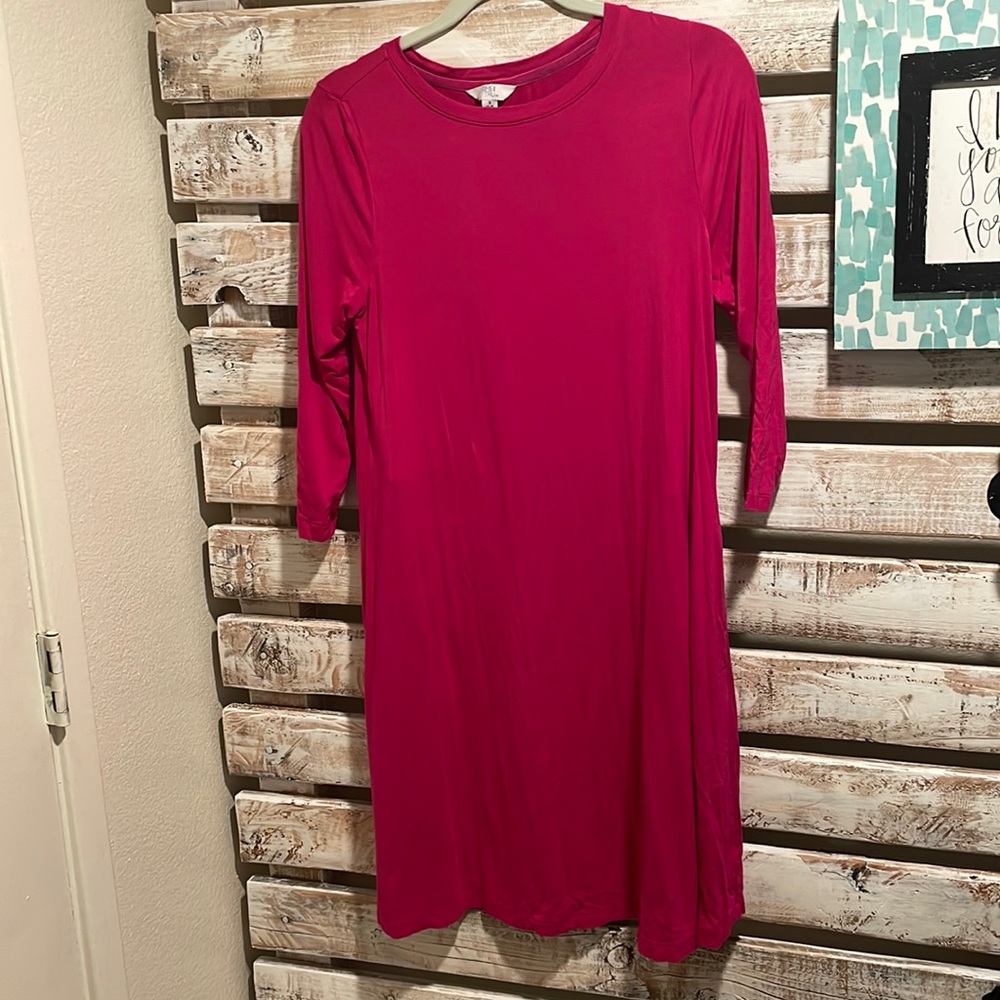 🔥🔥 (3/$20) 
Time and Tru Small 4-6 Fuchsia Long Sleeve Dress with Pockets